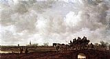 Jan Van Goyen Famous Paintings - Horse Cart on a Bridge